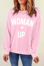Load image into Gallery viewer, WOMAN UP Graphic Drop Shoulder Sweatshirt
