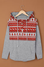 Load image into Gallery viewer, Printed Color Block Drawstring Detail Hoodie
