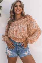 Load image into Gallery viewer, Floral Frill Trim Smocked Off-Shoulder Top
