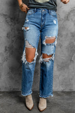 Load image into Gallery viewer, Frayed Hem Distressed Jeans with Pockets
