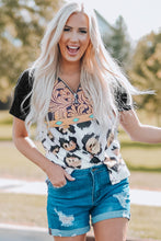 Load image into Gallery viewer, Printed Zip-Collar Short Raglan Sleeve Tee
