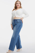 Load image into Gallery viewer, BAYEAS Full Size High Waist Button-Fly Raw Hem Wide Leg Jeans
