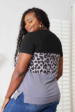 Load image into Gallery viewer, Double Take Leopard Print Color Block Short Sleeve T-Shirt
