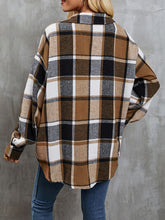 Load image into Gallery viewer, Plaid Button Up Dropped Shoulder Outerwear
