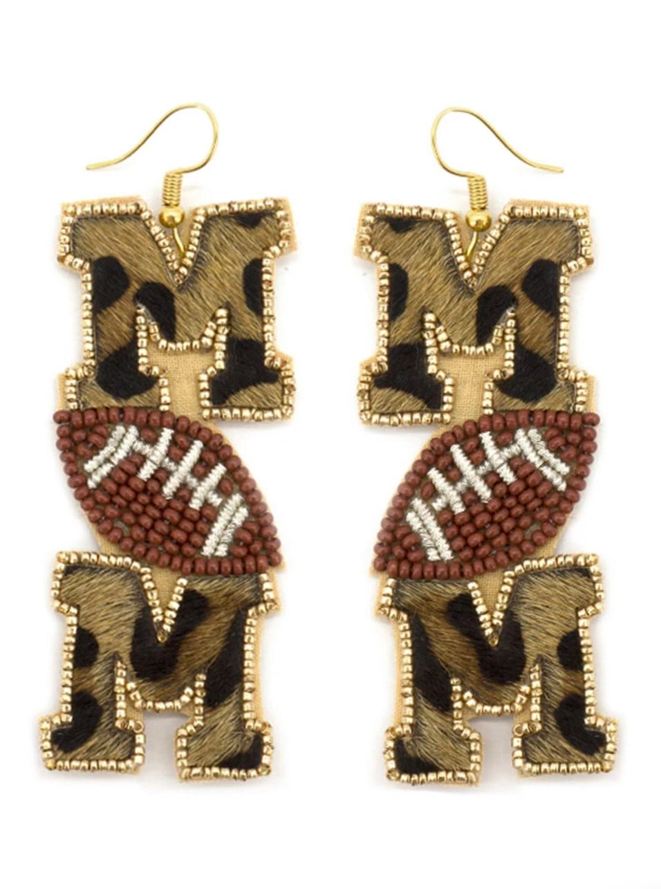 Leopard Football Mom Earrings