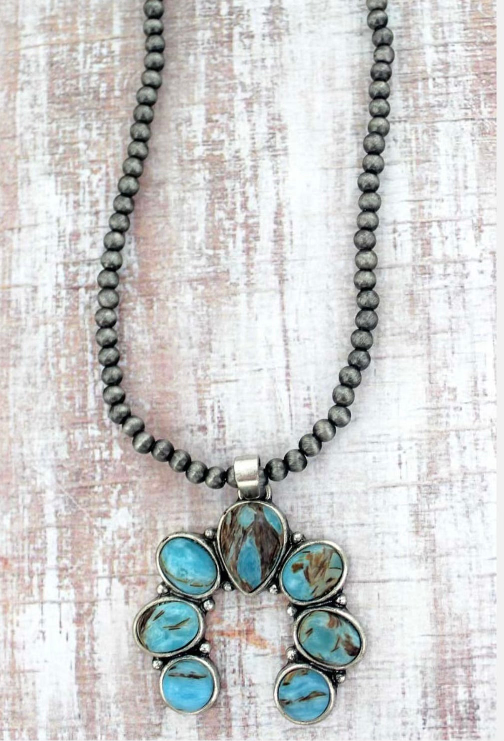 Turquoise Marbled Beaded Naja Petite Pearl Choker