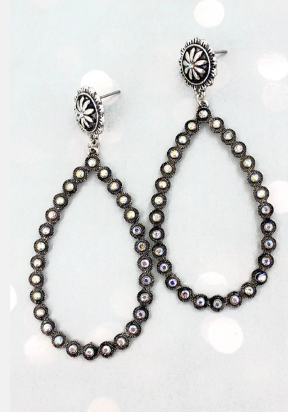 Crystal Silvertone Taylor Teardrop Earrings
