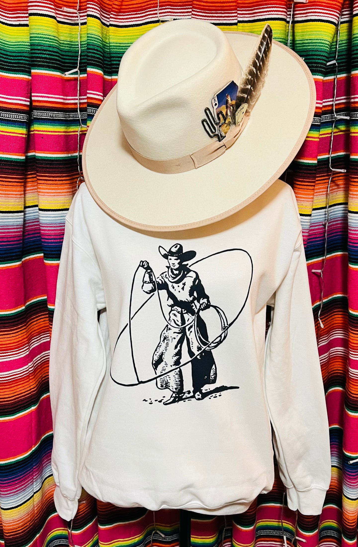 Cowboy Lasso White Sweatshirt