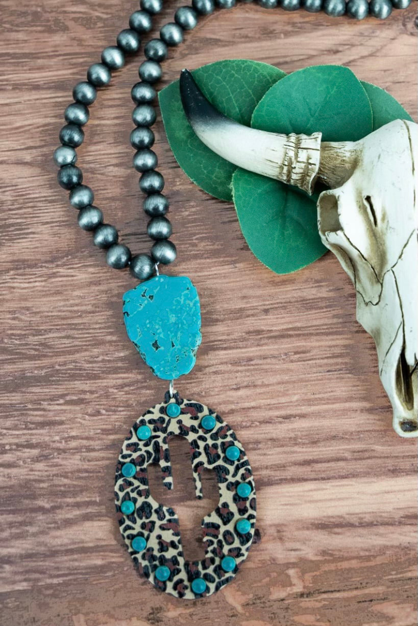 Leopard Silver Pearl Necklace