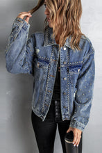 Load image into Gallery viewer, Studded Button Down Denim Jacket
