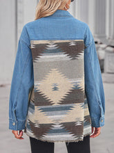 Load image into Gallery viewer, Geometric Raw Hem Button Up Denim Jacket
