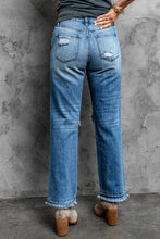 Load image into Gallery viewer, Frayed Hem Distressed Jeans with Pockets
