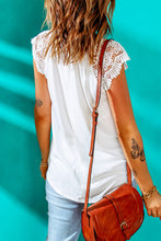 Load image into Gallery viewer, Lace Yoke Round Neck Spliced Top
