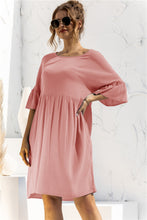 Load image into Gallery viewer, Boat Neck Flounce Sleeve Knee-Length Dress
