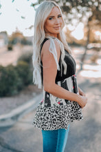 Load image into Gallery viewer, Leopard Floral Color Block V-Neck Tank Top
