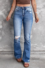 Load image into Gallery viewer, Distressed Flared Jeans with Pockets
