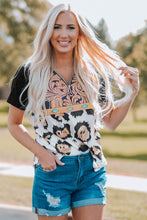 Load image into Gallery viewer, Printed Zip-Collar Short Raglan Sleeve Tee
