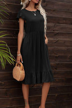 Load image into Gallery viewer, Round Neck Ruffle Hem Pocket Dress
