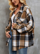 Load image into Gallery viewer, Plaid Button Up Dropped Shoulder Outerwear
