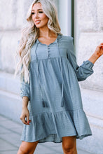 Load image into Gallery viewer, Half Button Ruffle Hem Babydoll Dress
