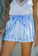 Load image into Gallery viewer, Striped Rolled Hem Belted Shorts
