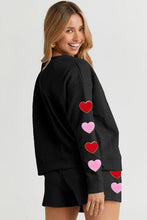 Load image into Gallery viewer, Heart pattern Round Neck Top and Drawstring Shorts Set

