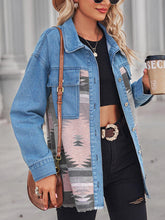 Load image into Gallery viewer, Geometric Raw Hem Button Up Denim Jacket
