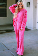 Load image into Gallery viewer, Pleated Button Up Shirt and Wide-Leg Pants Set

