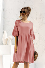Load image into Gallery viewer, Boat Neck Flounce Sleeve Knee-Length Dress
