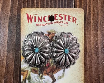 Turquoise Casper Concho Earrings