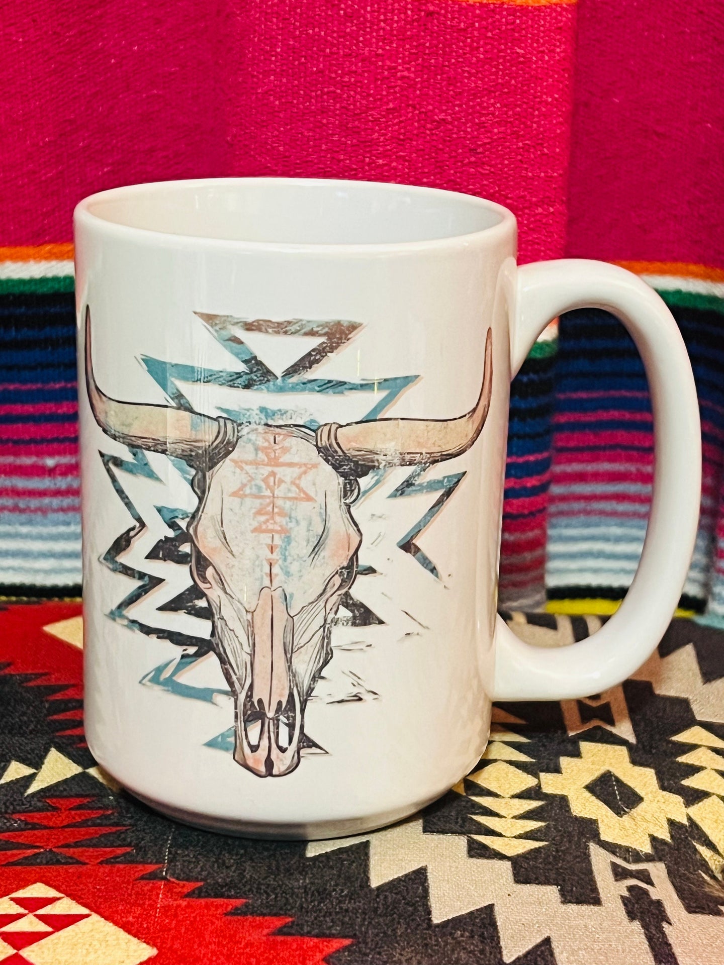 15oz Aztec Cow Skull Coffee Mug