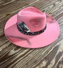 Load image into Gallery viewer, Pink Distressed Western Fedora Hat
