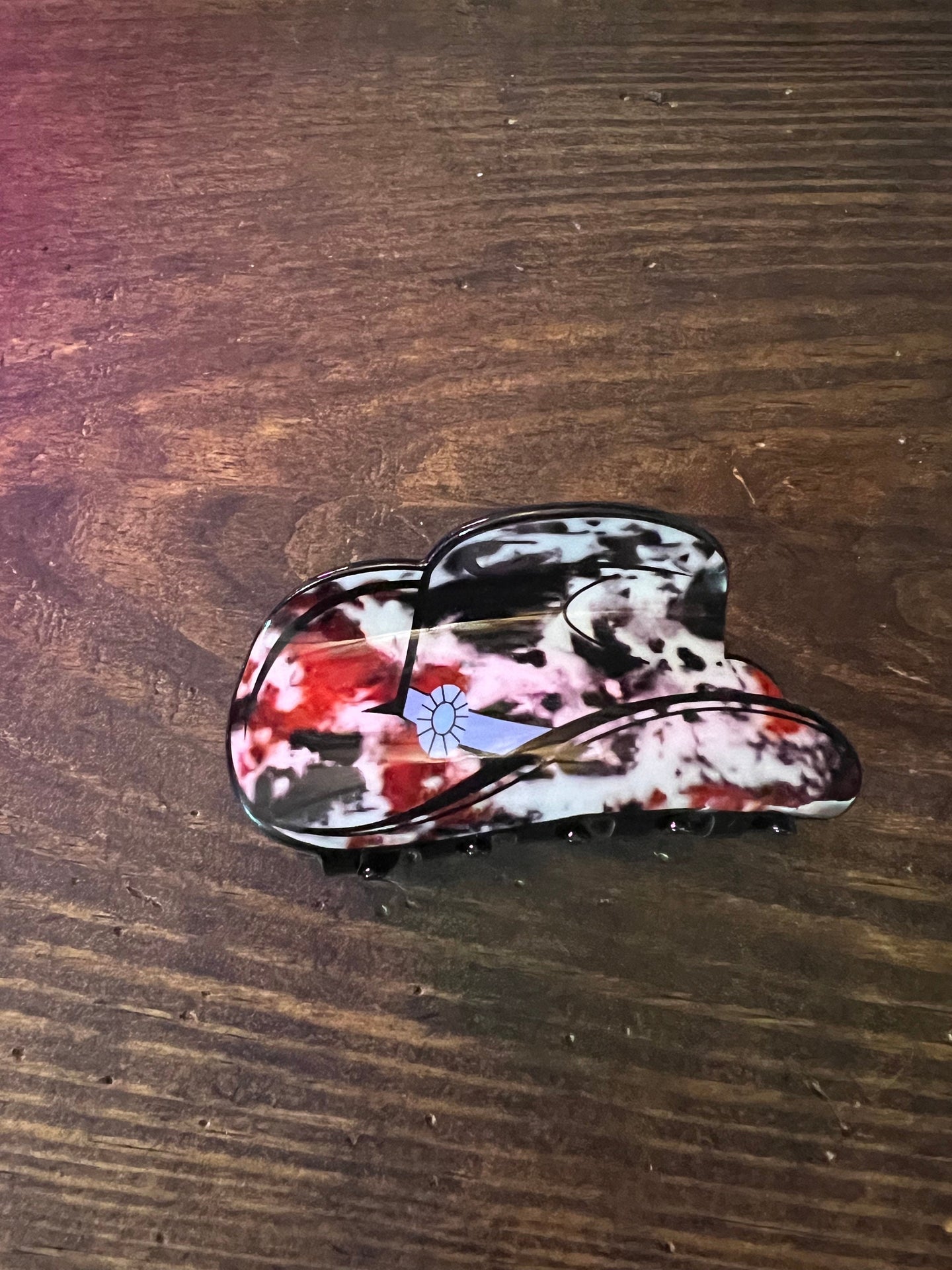 Cowhide Print Cowboy Hat Hair Claw