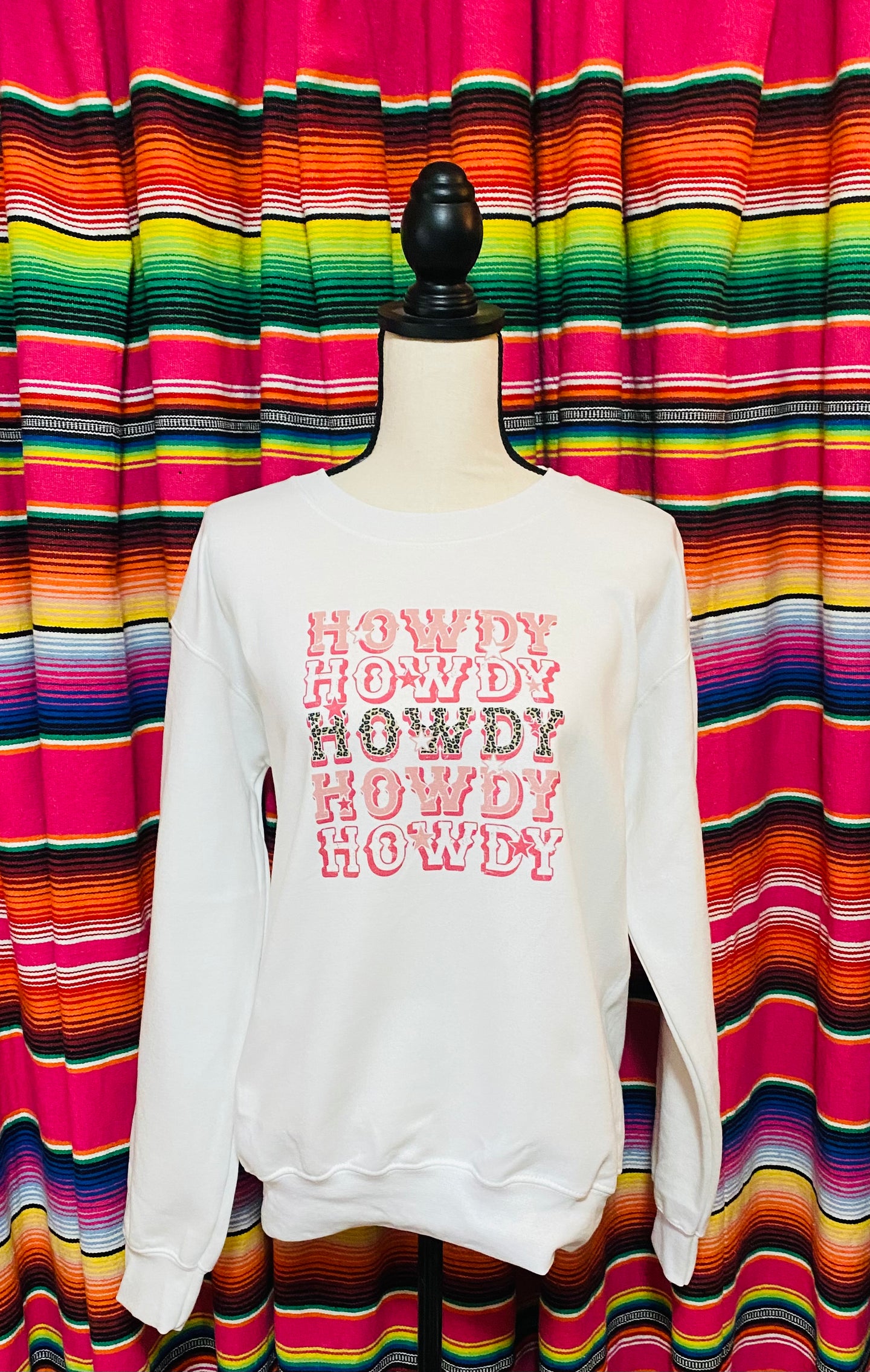 Howdy Distressed White Crewneck Sweatshirt